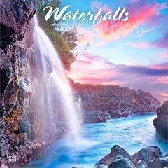 Waterfalls | 2026 12 x 24 Inch (Hanging) Monthly Square Wall Calendar | Plastic-Free