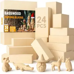 24PCS: Whittling Wood Blocks Wood Carving Kit with 3 Different Sizes