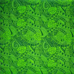 1 Yard Traditional Polynesian Tapa Monstera Leaves Design Soft Polyester Fabric 45 Inch Green/Dark Green