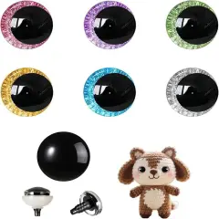 160 Pcs Glitter Safety Eyes 20mm 3D (7 Colors)