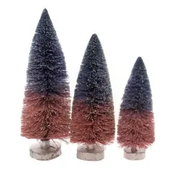 Cody Foster 15.5 Inch Glittered Pastel Bottle Brush Trees Christmas Decorative Tree Set , Christmas Decor Putz Village Ombre Multicolored
