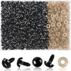 600 Pieces 12MM Safety Eyes with Washers Black Plastic Safety Eyes
