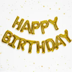 Happy Birthday Balloon - Gold Mylar Capital Foil