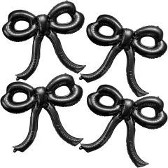 4 Pcs Bow Birthday Decorations Black Bow Balloons Bow Party
