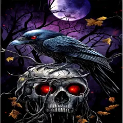 Crow Skull Diamond Painting Dots 5D Full Drill DIY Raven Gem Art - 12x16in