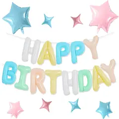 16 Inch Foil Letter Balloon with 8 Pcs Blue Pink Star Balloon