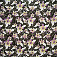 1 Yard Plumeria Flowers & Leaves Parallel Print Fabric Fabric 36" L x 45" W Purple/Lime G