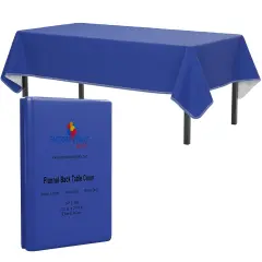Exquisite Vinyl Tablecloth &ndash; 54" x 108" &ndash; Pack of 1 &ndash; Rectangular Plastic Table Cover with Flannel Backing &ndash; Reusable & Waterproof Tablecloth for Events and Parties Dark Blue