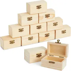 12 Pack Unfinished Wooden Boxes for Crafts