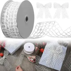 White Mesh Burlap Ribbon Rustic Jute Open Weave Burlap Net Ribbon Fabric DIY Craft
