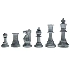 WE Games Color Bright Plastic Staunton Tournament Chess Pieces with 3.75 in. King - Half Chess Set of Chess Pieces Only, Silver