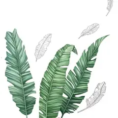 Green Tropical Banana Leaves WALL STICKER Hanging Leaves Removable PVC Home