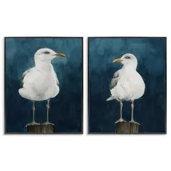 Stupell Industries Seagull Standing on Log 2 pc Framed Giclee Wall Art Set Design by Grace Popp