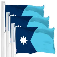 G128 3 Pack: Minnesota New Version MN State Flag | 3x5 Ft | LiteWeave Pro Series Printed 150D Polyester | Indoor/Outdoor, Vibrant Colors, Brass Grommets