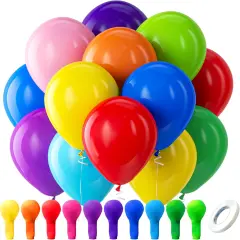Assorted Rainbow Latex Balloons, 100 Pack 12 inch Round Helium Bright Color Balloons for Birthday Baby Shower Wedding Party Decorations