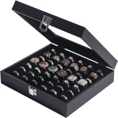 Ring Organizer Display Case Black Jewelry Storage
