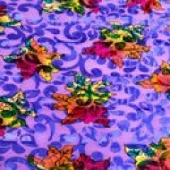 1 Yard Bombay Multicolor Floral Burnout Stretch Velvet Fabric 58 Inches Width Lavender