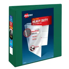 Avery Heavy-Duty View 3 Ring Binder, 3 Inch One Touch EZD Rings, 670-Sheet Capacity, 3.5 Inch Wide Spine, Customizable Clear Cover and Spine, 1 Green Binder (79109)