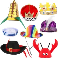 8 Assorted Funny Hats Crazy Jester Photo Booth Props Novelty Party Hats for Carnival, Circus, Wedding, Birthday Costume Accessory