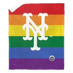 MLB Pride Series Silk Touch Sherpa Throw Blanket 50&times;60 Inches New york mets