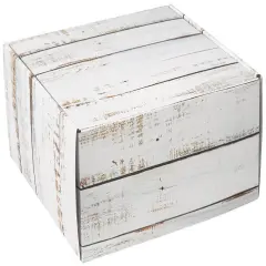 Pack/6: Distressed White Wood Decorative Mailer - 9 x 9 x 4"