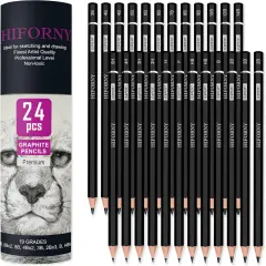 24 Pieces Graphite Sketching Pencil Set - Graphite Pencils(14B - 5H),Sketch Pencils,Drawing Pencils,Drafting Pencils,Art Pencils with 19 Grades - Ideal for Beginners & Artists