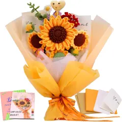 Crochet Kit for Beginners, Sunflower Beginners Crochet Kit, Crochet Flower Bouquet Kit, Knitting Starter Kit for Adults with Step-by-Step Video Tutorials Birthday Wedding Day Present