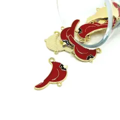 1, 4, 20 or 50 Pieces: Red Cardinal Connector Charms