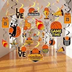 56 Pieces Basketball Party Decorations Hanging Swirls Basketball Decorations Paper Sports Party Decorations Cutouts Hanging Decors for Kids Boys Basketball Theme Birthday Party Supplies Favors