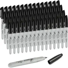 Permanent Markers, 60 Count Ultra Fine Point Black Permanent Markers, Works on paper, Plastic, Stone, Glass, Metal