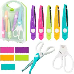 6Pcs/Set Craft Scissors Decorative Paper Edge Scissors With Storage Box Set, 5 Kinds Zig Zag Edges Scissors Great for DIY Projects Paper Card,Photo, Scrapbook,Office School Home Manual