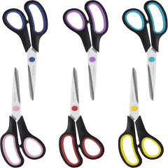 All Purpose 6 Pack - Comfort-Grip Scissors for Office Desk Accessories Sewing Fabric Home Craft School Supplies, Teacher/Class Supplies, Right/Left Handles