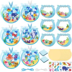 24 Pcs Summer Craft Kits Under The Sea Scene Suncatcher Kit Make a Ocean Animal Suncatcher Craft Ornament Under The Sea Scene