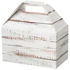 Pack/6: Distressed White Wood Gable Box - 8-1/2 x 5 x 5-1/2"