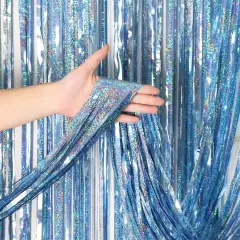 Foil Fringe Curtains Party Decorations - 2 Pack 3 x 8ft Tinsel Backdrop for Party Photo Backdrop Wedding Bridal Shower Bachelorette