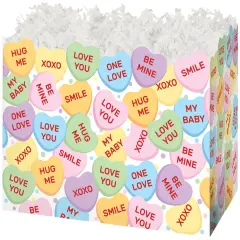 Pack/6: Conversation Hearts Basket Box - 6-3/4 x 4 x 5"