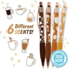Gourmet Coffee-Scented Gel Pens, Black Ink, Medium Point, 6Pack Variety Set