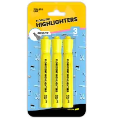 Yellow Chisel Tip Highlighters&ndash; 3 Pack &ndash; 36 Sets
