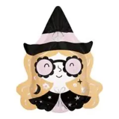 Groovy Halloween Witch-Shaped 8.25" Plates 8ct - Iridescent Foil