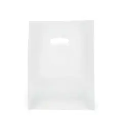 Frosted Die Cut Bags with Handles 7'' x 3 1/2'' x 10 1/2''