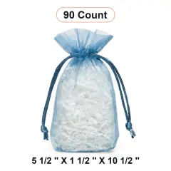 Flat Bottom Organza Bags 5 1/2 '' X 1 1/2 '' X 10 1/2 '' for High-End Packaging Smoke Blue