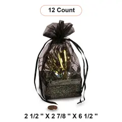 Box On The Bottom Organza Bags 2 1/2 '' X 2 7/8 '' X 6 1/2 '' Favors Black