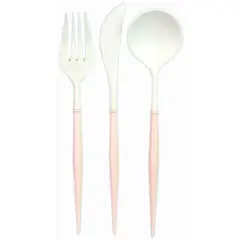 FANCY BLUSH PINK AND WHITE CUTLERY