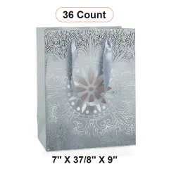 Elegant Medallion Euro Totes Perfect Size 7'' x 3 7/8'' x 9'' Silver