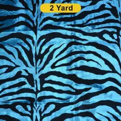 Flocking Velvet Zebra on Taffeta Fabric 60" Wide for Curtains, Apparel & Costumes Teal Zebra