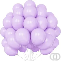 Light Purple Balloons - 12 inch 100pcs Latex - Round Pastel Purple Birthday Balloons with 2 Ribbons, Lilac Lavender Balloons