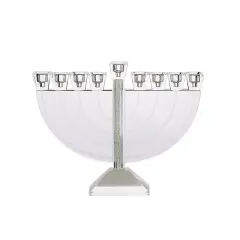 Ornate Crystal Menorah with Decorative Gemstones By Kinor Decor