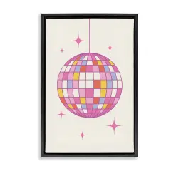 Stupell Industries Pastel Disco Ball Framed Floater Canvas Wall Art Design by Nataly White