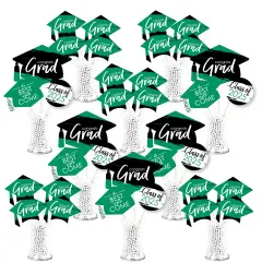 Big Dot of Happiness 2025 Green Graduation Party Centerpiece Sticks - Showstopper Table Toppers - 35 Pieces