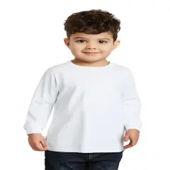 BELLA + CANVAS&reg; Toddler Jersey Crewneck Long Sleeve T-Shirt White